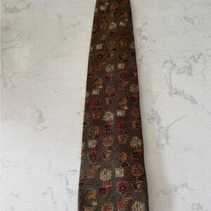 ERMENEGILDO ZEGNA MEN'S TIE w/ FLOWER POT DESIGNS 59" X 3 3/4"